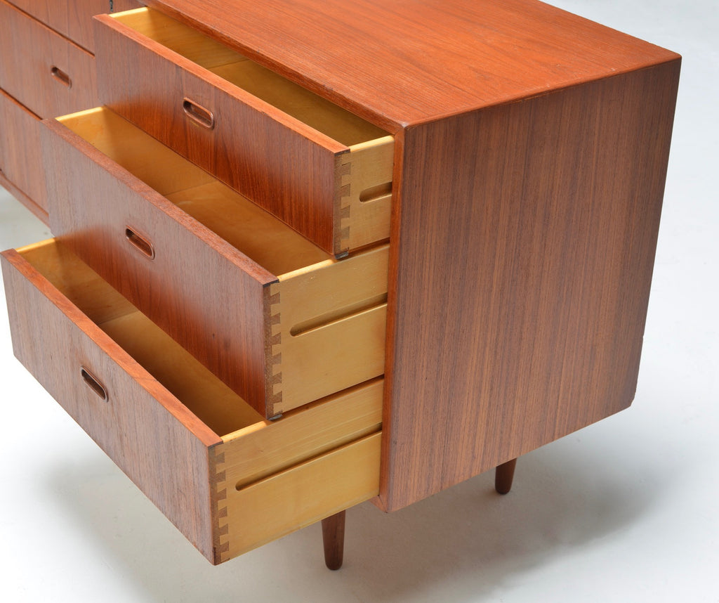 Arne Vodder for Falster Danish Modern Nine Drawer Teak Long Dresser or Credenza