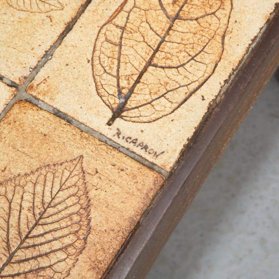 Signed Roger Capron Garrigue coffee table with peripheral botanical tile border, circa 1960 - view 10