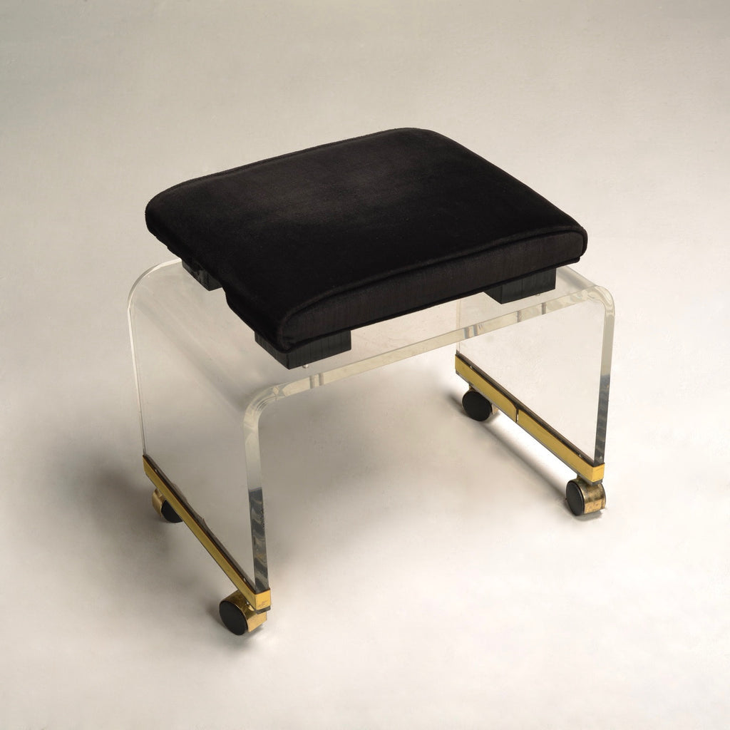 Charles Hollis Jones Lucite Waterfall Stool on Casters