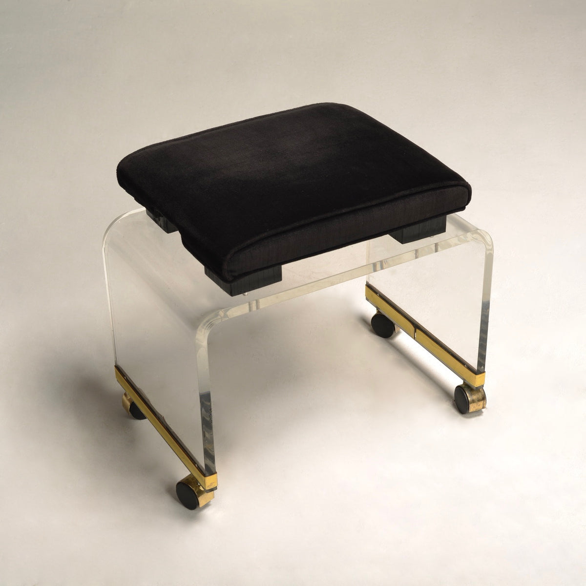 Charles Hollis Jones Lucite Waterfall Stool on Casters