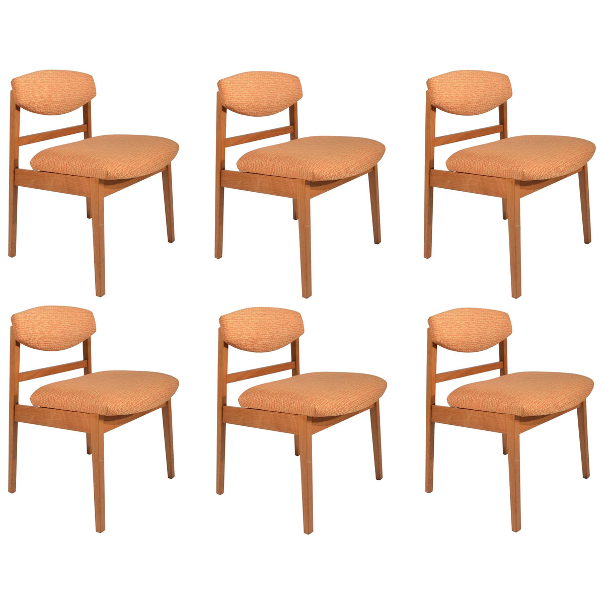 Set of six George Nelson teak upholstered dining chairs for Herman Miller