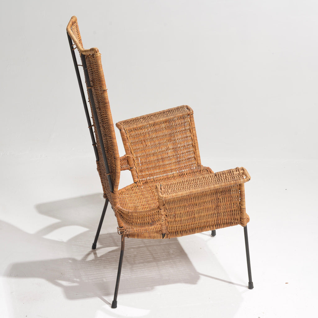 Arthur Umanoff rattan and steel armchair detail 9