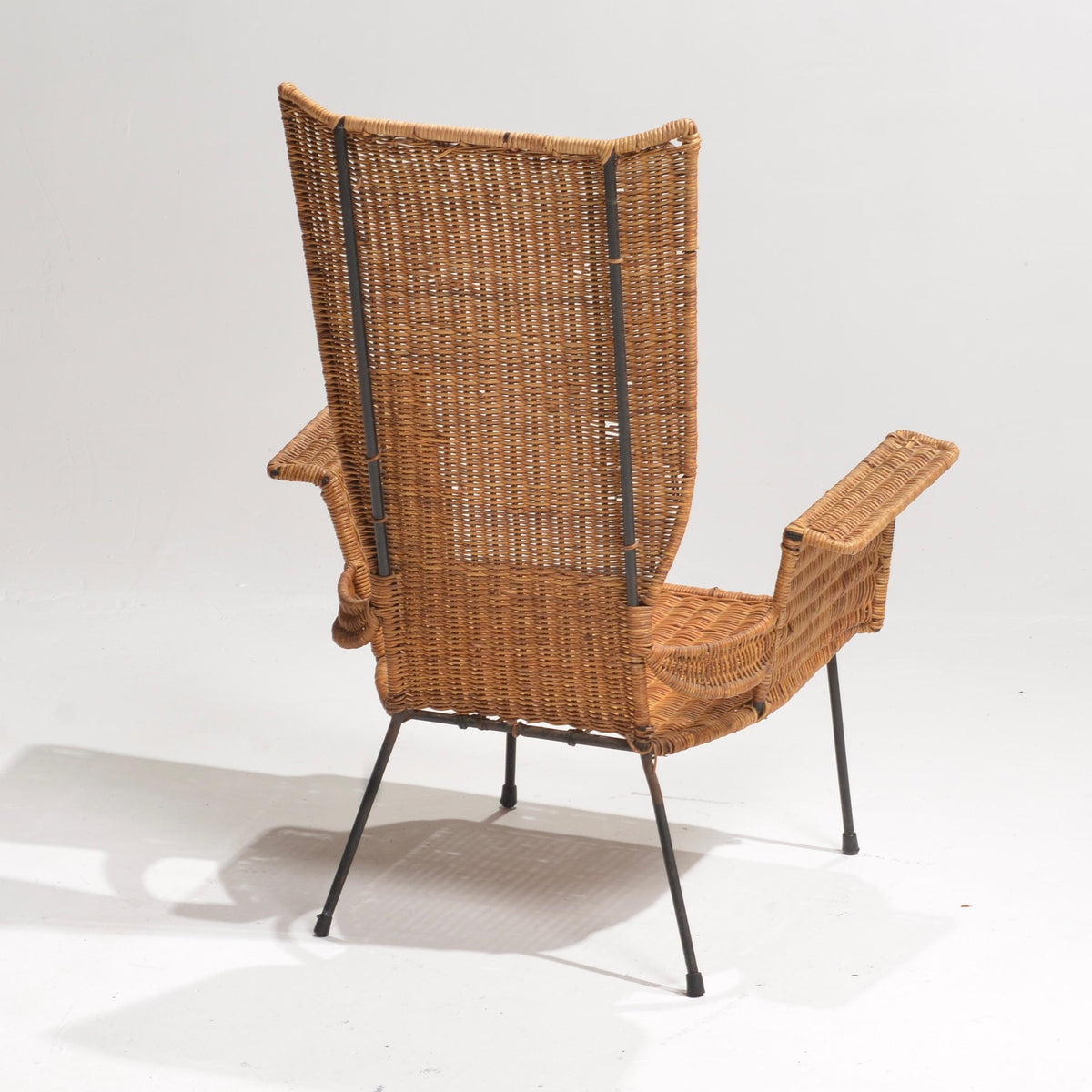Arthur Umanoff rattan and steel armchair detail 8