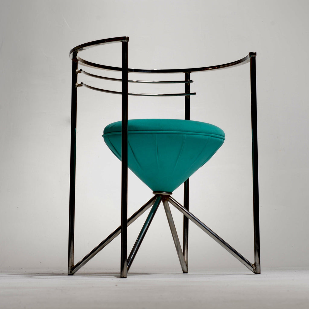 Chrome Postmodern sculptural chair detail 10