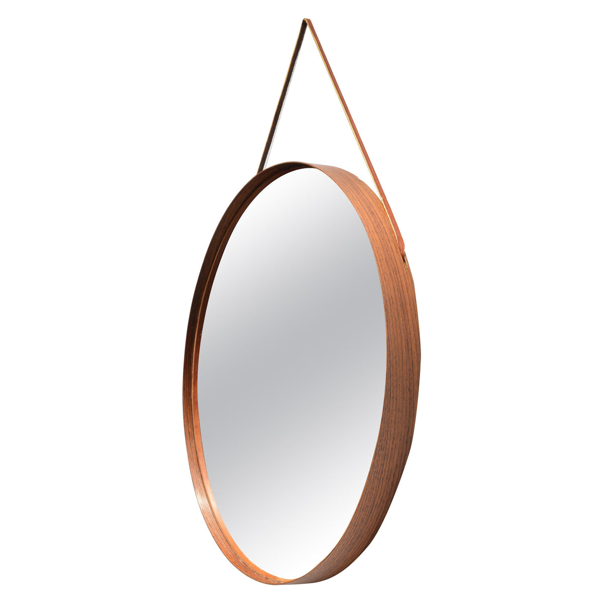 Rosewood and leather mirror by Uno and Osten Kristiansson for Glas Mäster - image 1