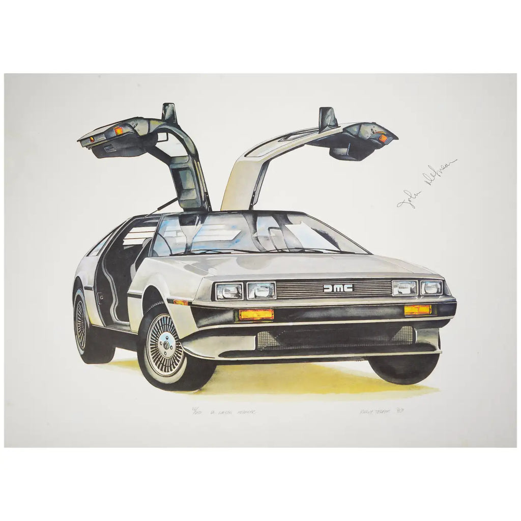 Original Kelly Telfer DeLorean Lithograph, Autographed by John DeLorean