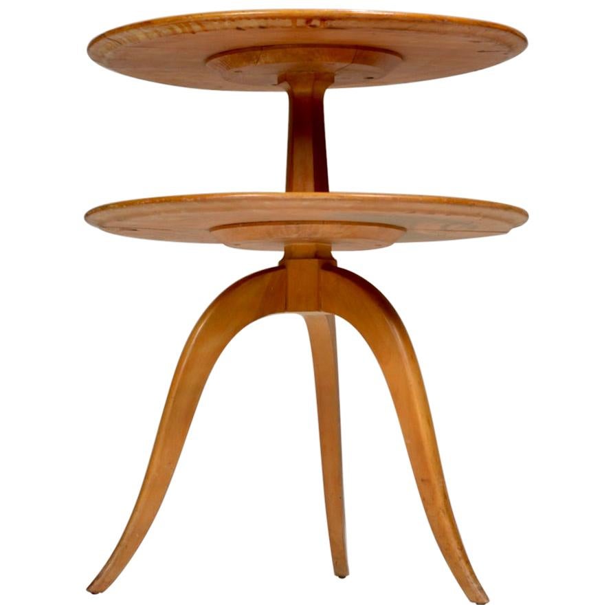 Paul Frankl two-tier maple side table for Brown Saltman, circa 1950
