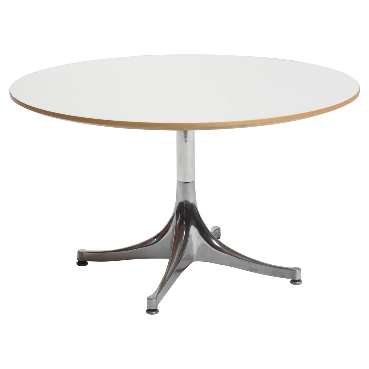 George Nelson white round pedestal coffee table for Herman Miller