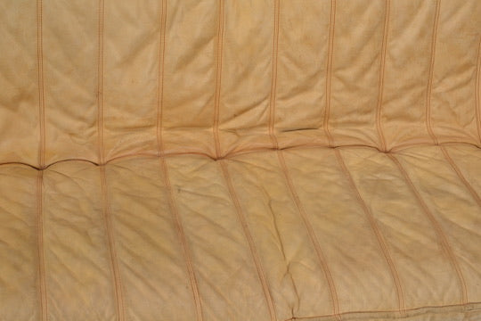 Italian Modernist Rattan Sofa with Caramel Aniline Leather