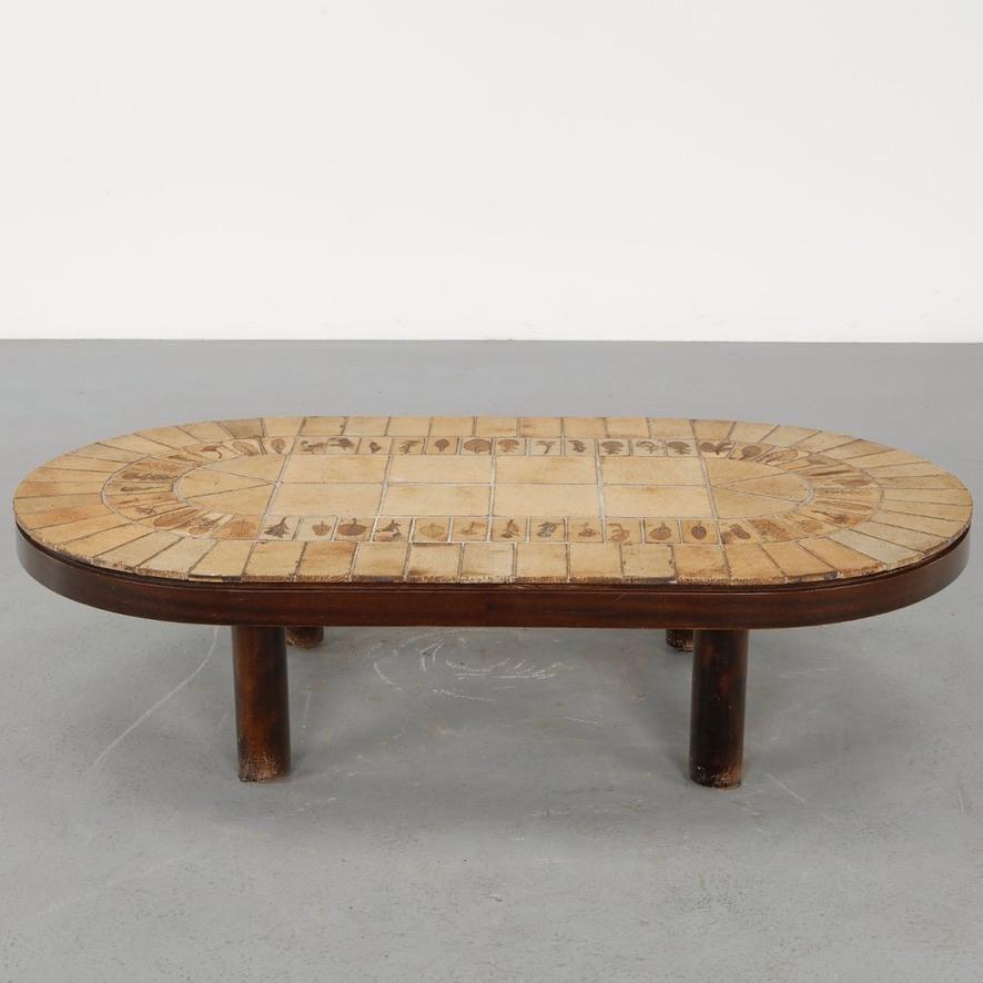 Signed Roger Capron oval Garrigue racetrack coffee table, circa 1960 - view 2