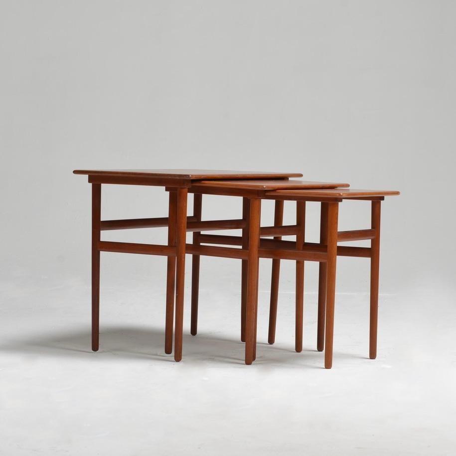 Danish Mid-Century Modern Nesting Teak Tables, Set of 3