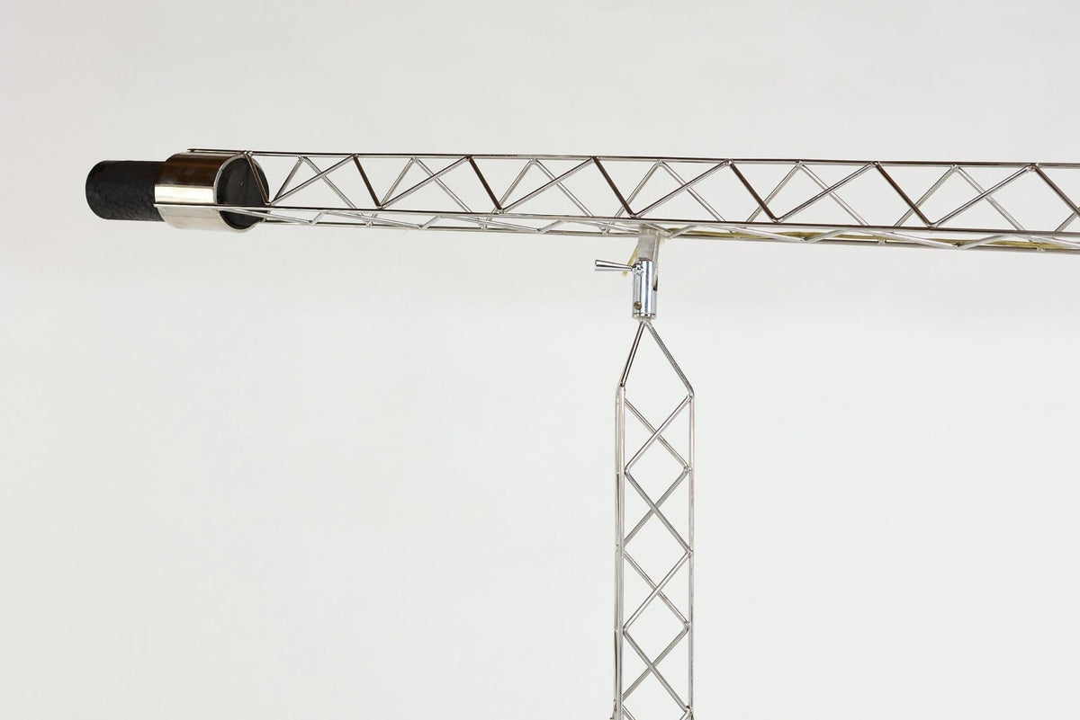 Curtis Jeré monumental chrome crane floor lamp, 1977 detail 6