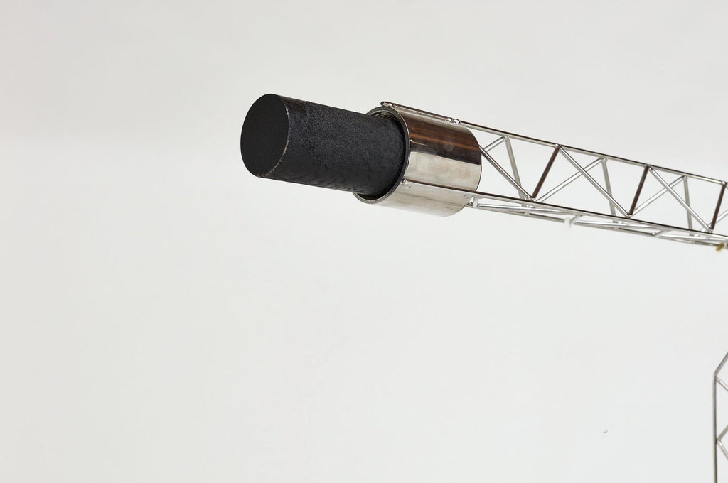 Curtis Jeré monumental chrome crane floor lamp, 1977 detail 11