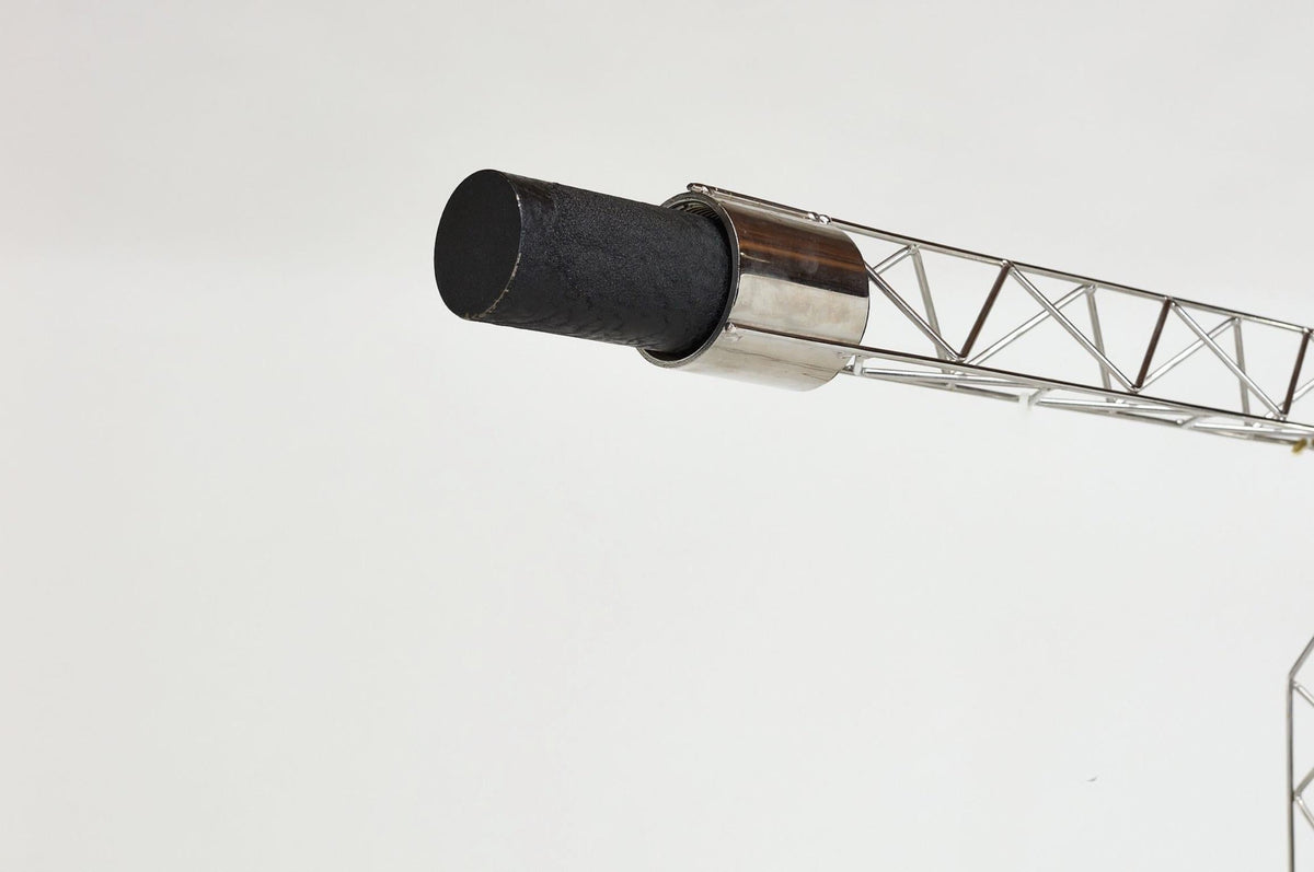 Curtis Jeré monumental chrome crane floor lamp, 1977 detail 11