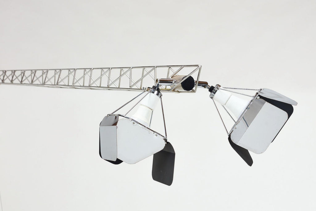 Curtis Jeré monumental chrome crane floor lamp, 1977 detail 8