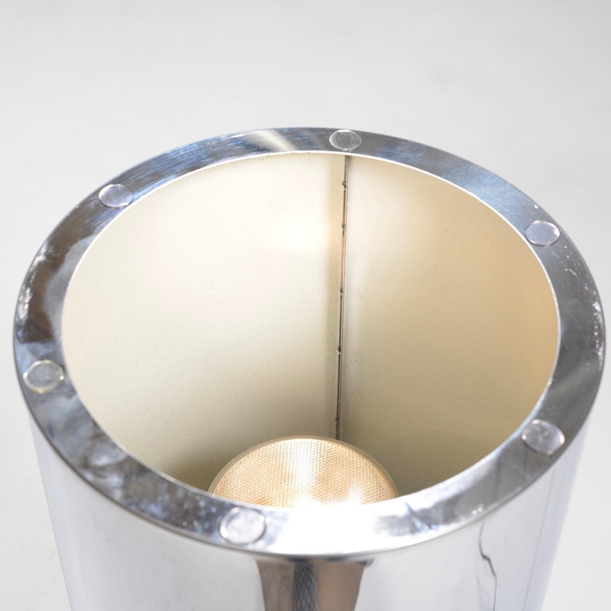 Mid-Century circular chrome table floor lamp detail 3