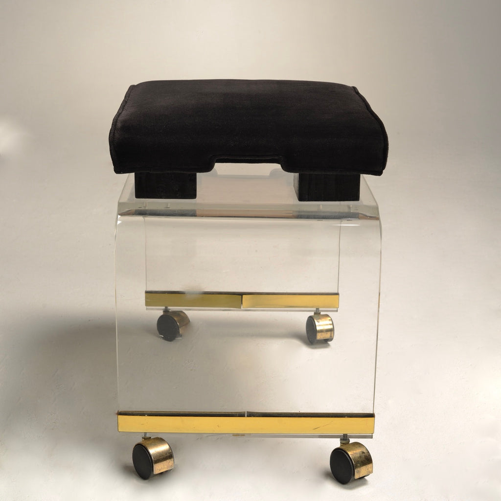 Charles Hollis Jones Lucite Waterfall Stool on Casters