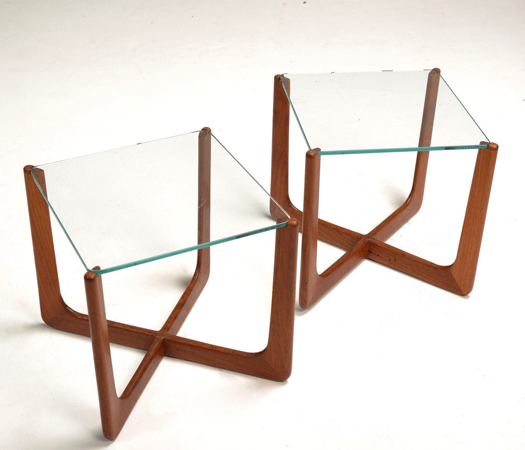 Adrian Pearsall "Jacks" Walnut and Glass Side Tables for Craft Associates