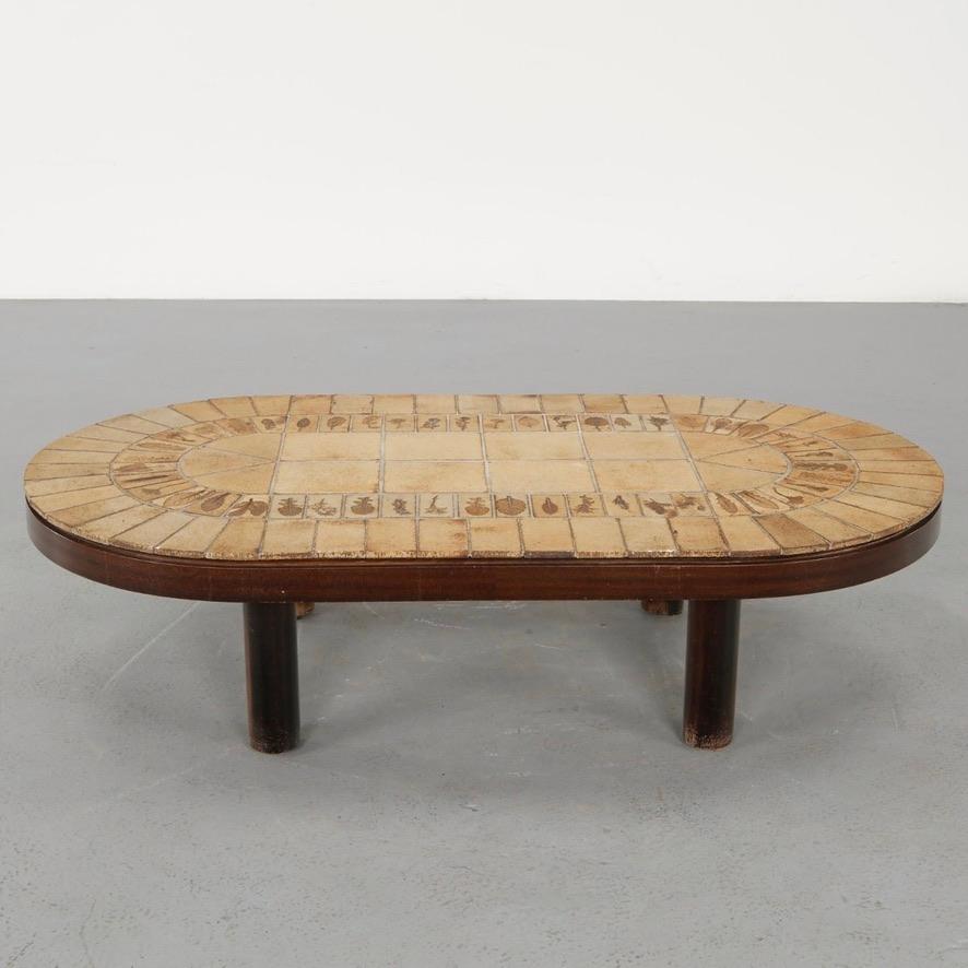 Signed Roger Capron oval Garrigue racetrack coffee table, circa 1960 - view 5