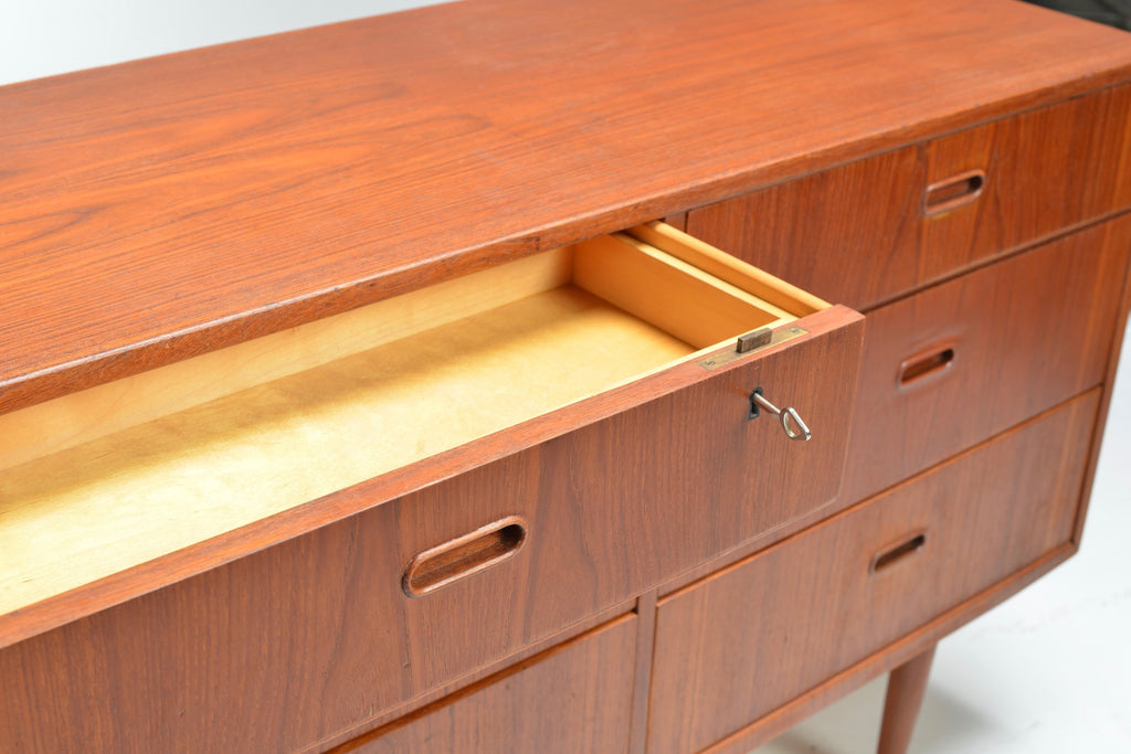 Arne Vodder for Falster Danish Modern Nine Drawer Teak Long Dresser or Credenza