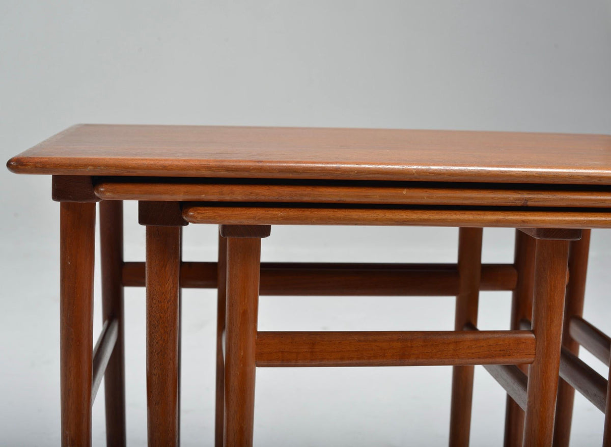 Danish Mid-Century Modern Nesting Teak Tables, Set of 3