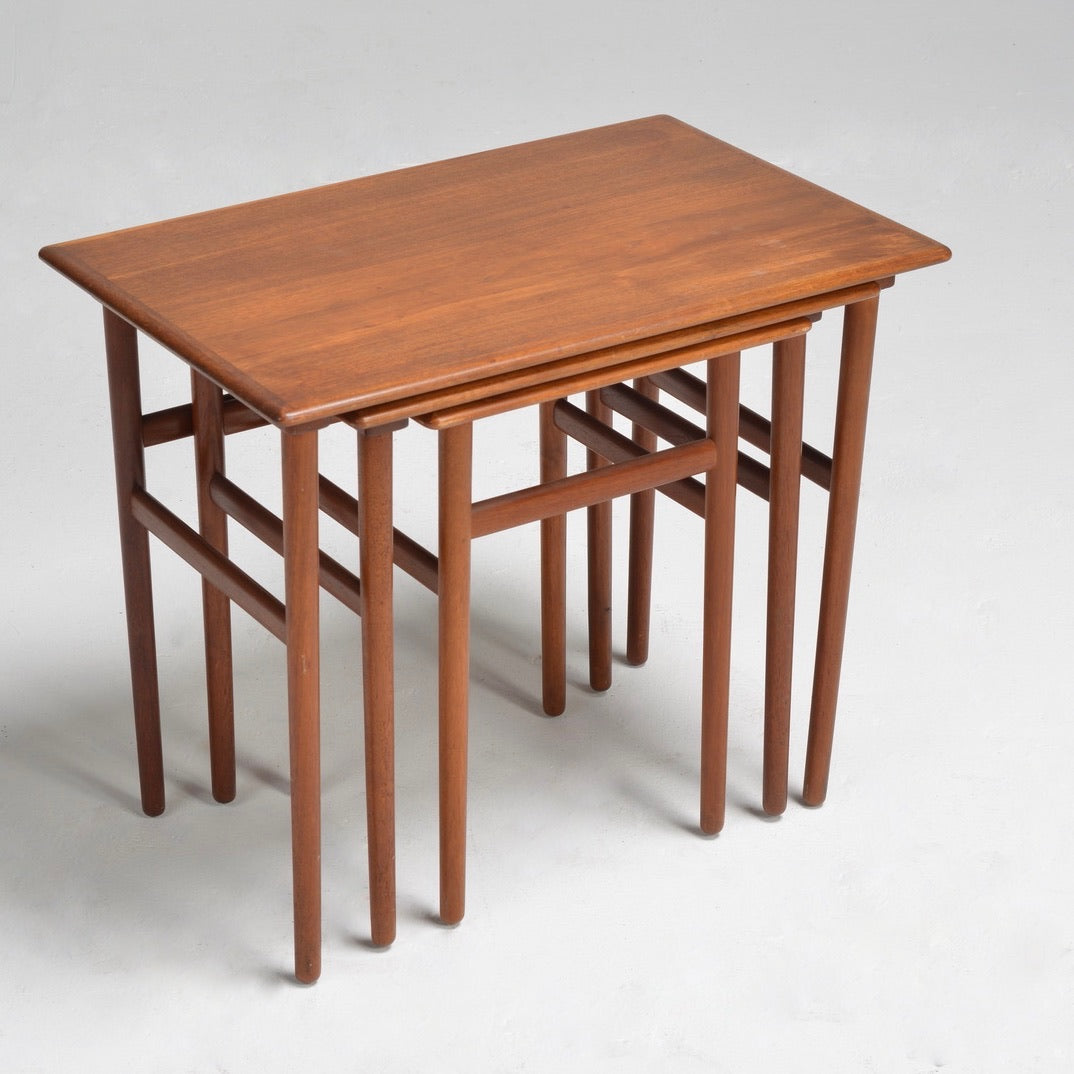 Danish Mid-Century Modern Nesting Teak Tables, Stamped Mark