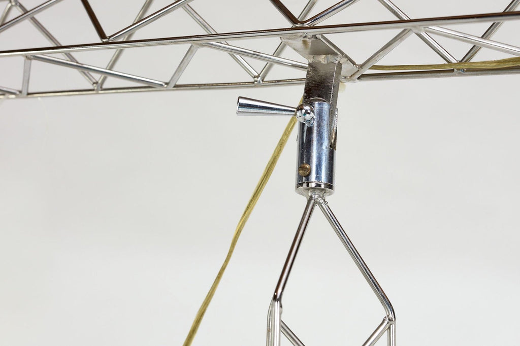 Curtis Jeré monumental chrome crane floor lamp, 1977 detail 7