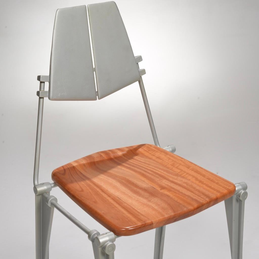 Robert Josten cast aluminum and wood bar stool detail 3