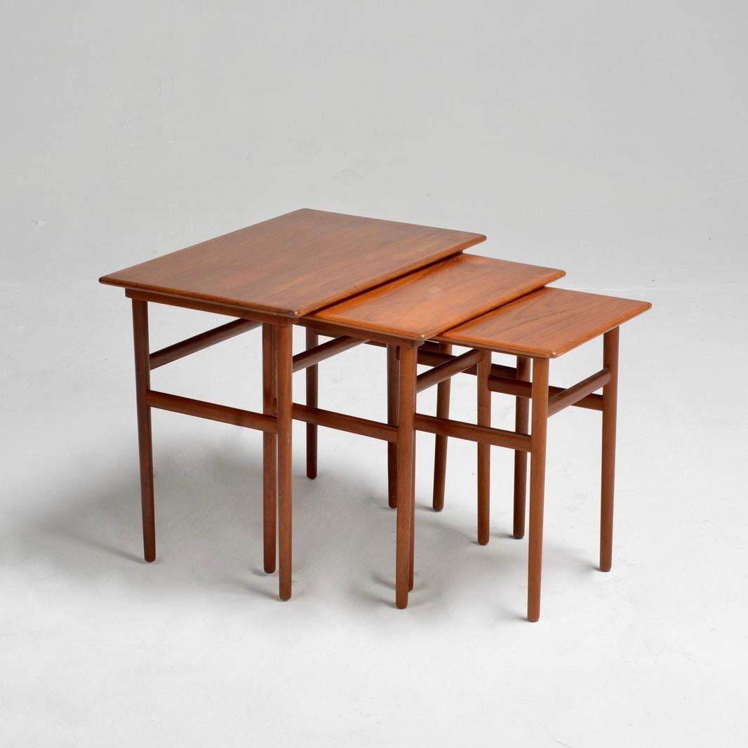 Danish Mid-Century Modern Nesting Teak Tables, Set of 3