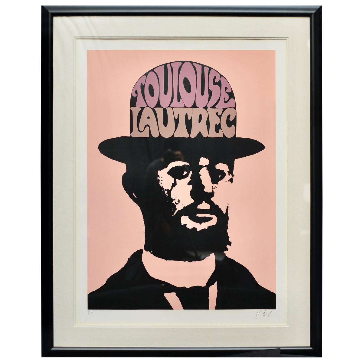 Peter Max Large Toulouse Lautrec in Peach Pink, signed and framed - image 1