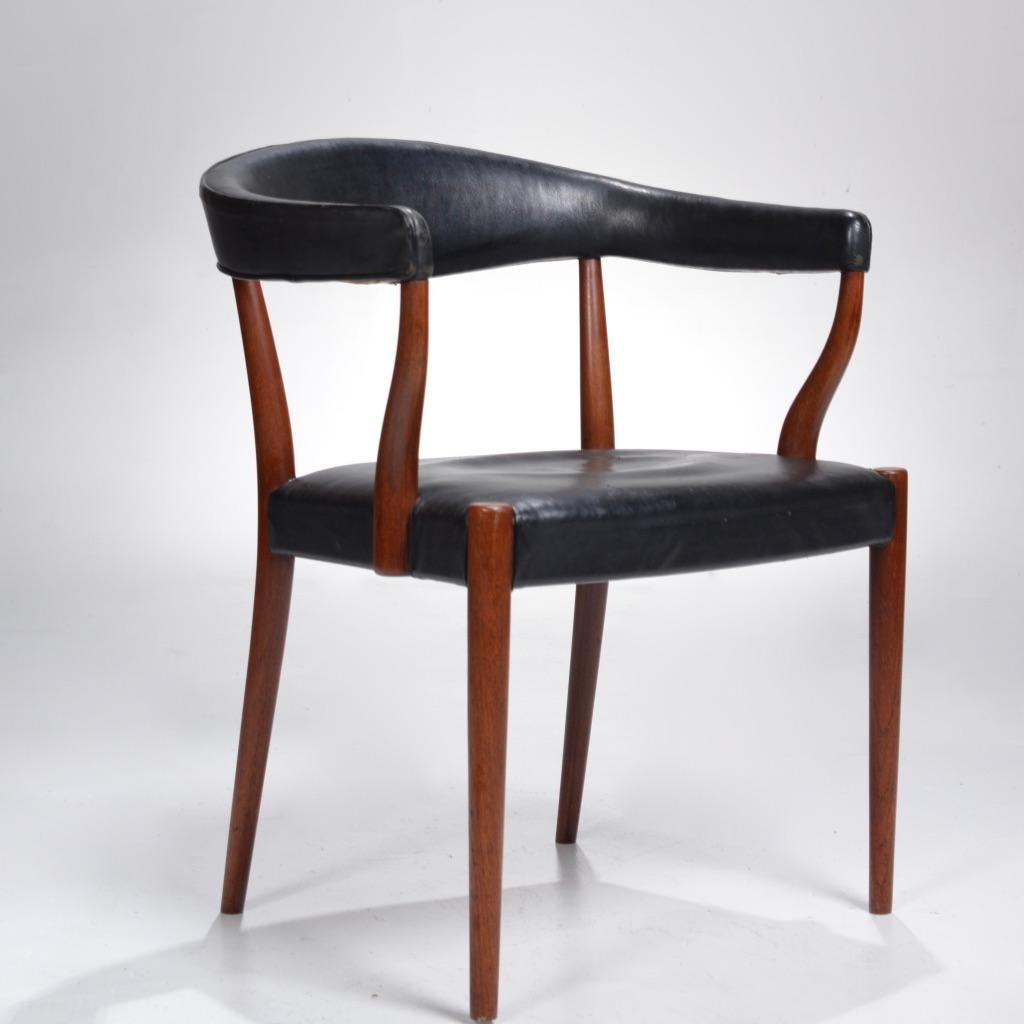 Jacob Kjær Model B49 teak and black leather armchair, circa 1955 - view 5