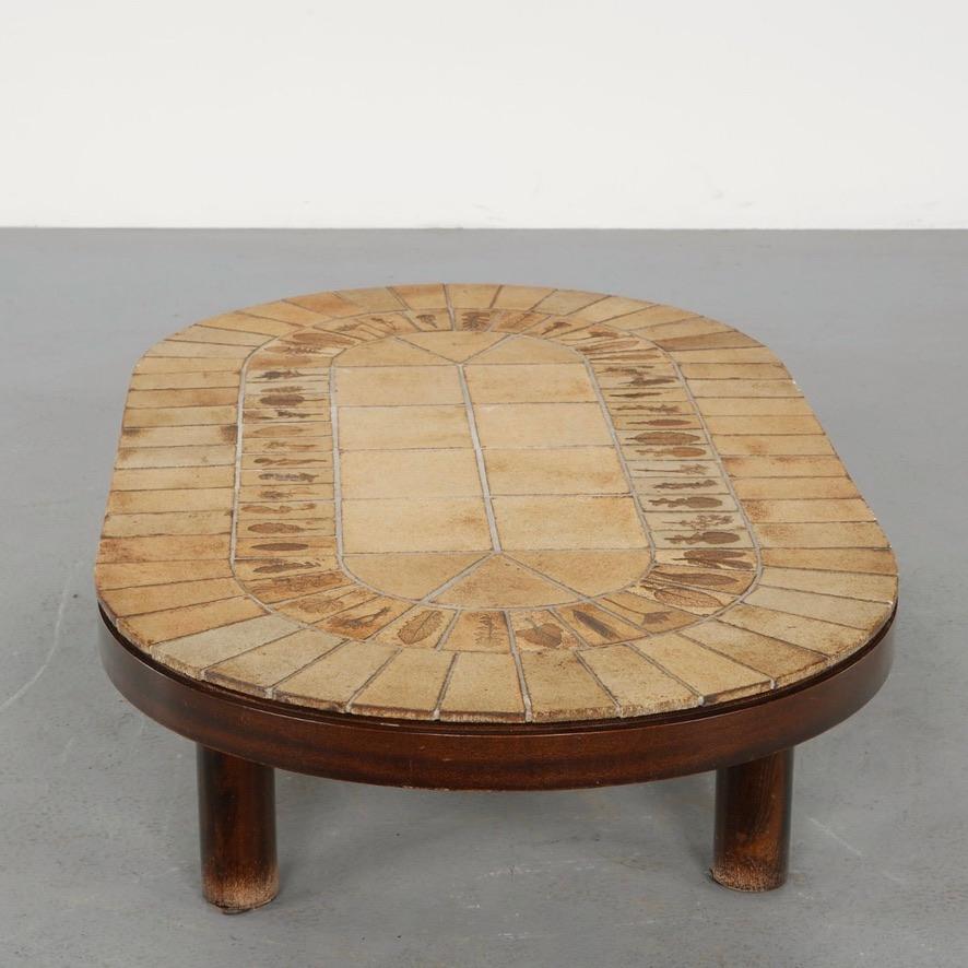 Signed Roger Capron oval Garrigue racetrack coffee table, circa 1960 - view 3