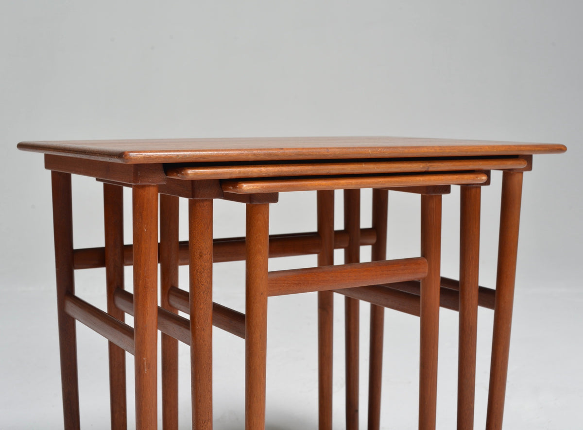 Danish Mid-Century Modern Nesting Teak Tables, Stamped Mark