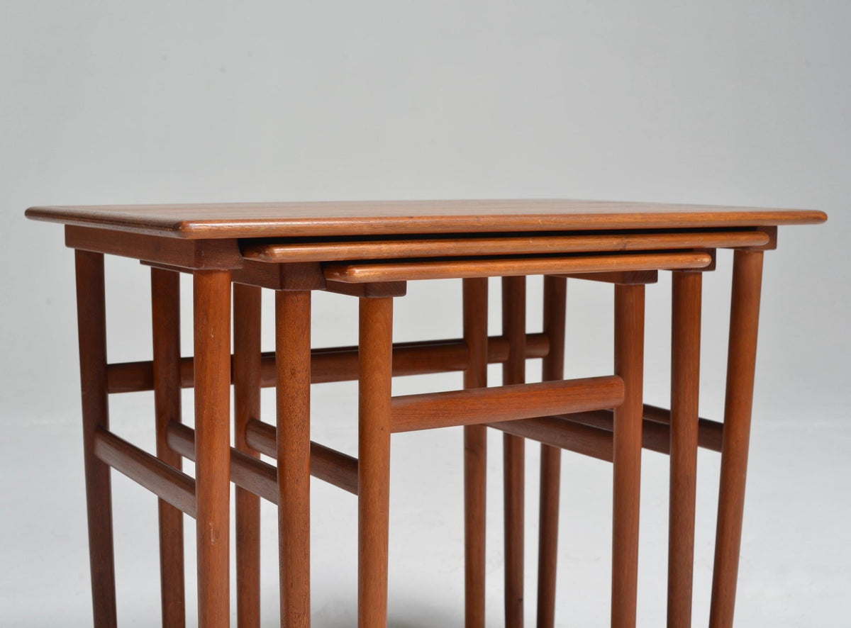 Danish Mid-Century Modern Nesting Teak Tables, Set of 3