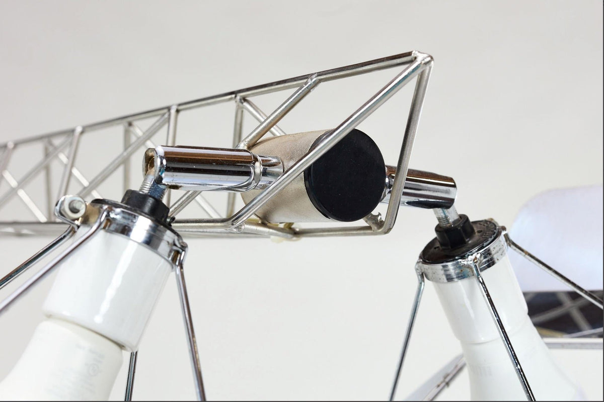 Curtis Jeré monumental chrome crane floor lamp, 1977 detail 10