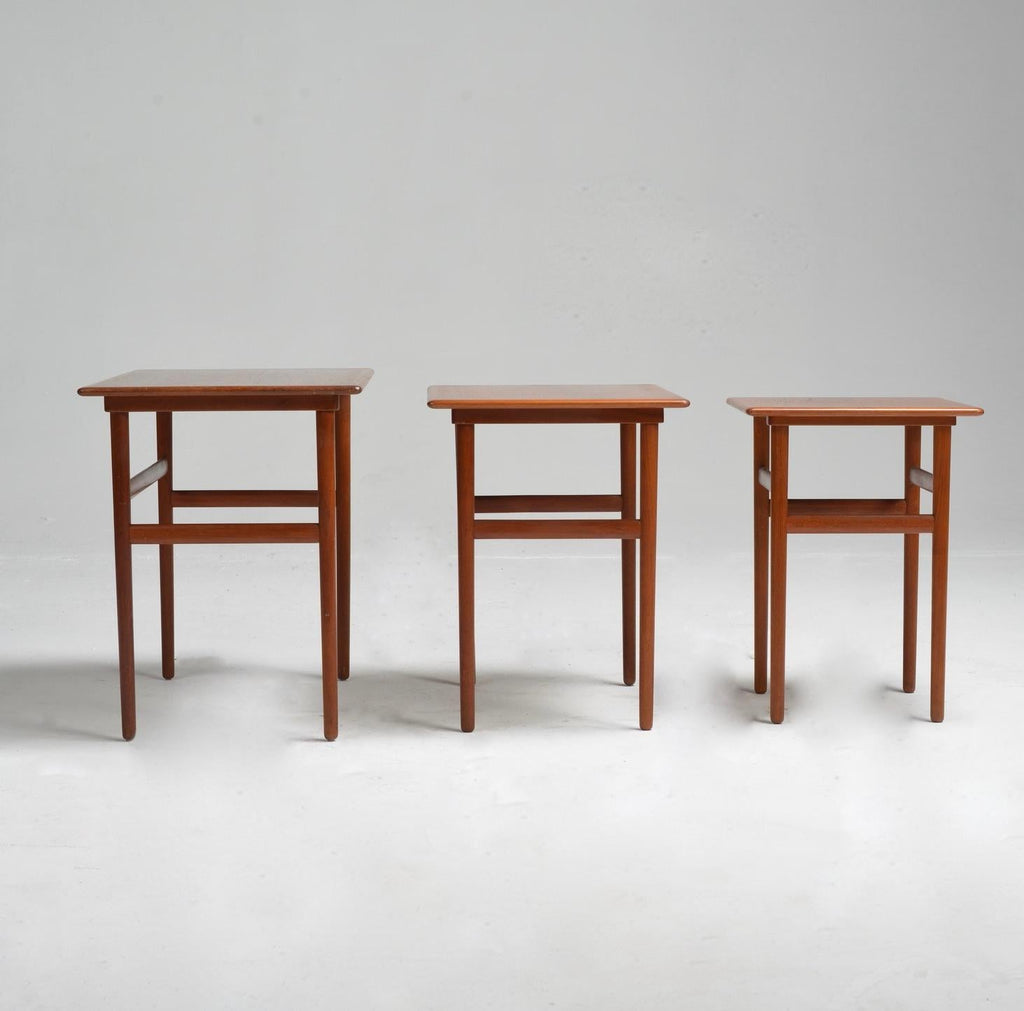 Danish Mid-Century Modern Nesting Teak Tables, Set of 3