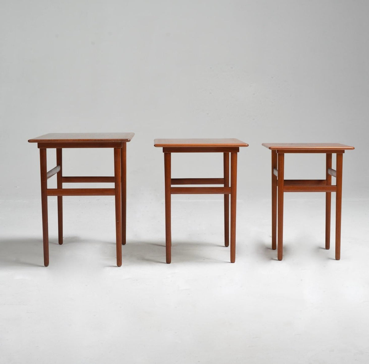 Danish Mid-Century Modern Nesting Teak Tables, Set of 3
