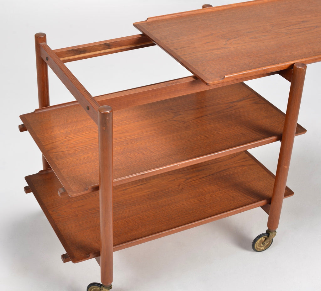 Mid-Century Modern Teak Extendable Bar Cart by Poul Hundevad