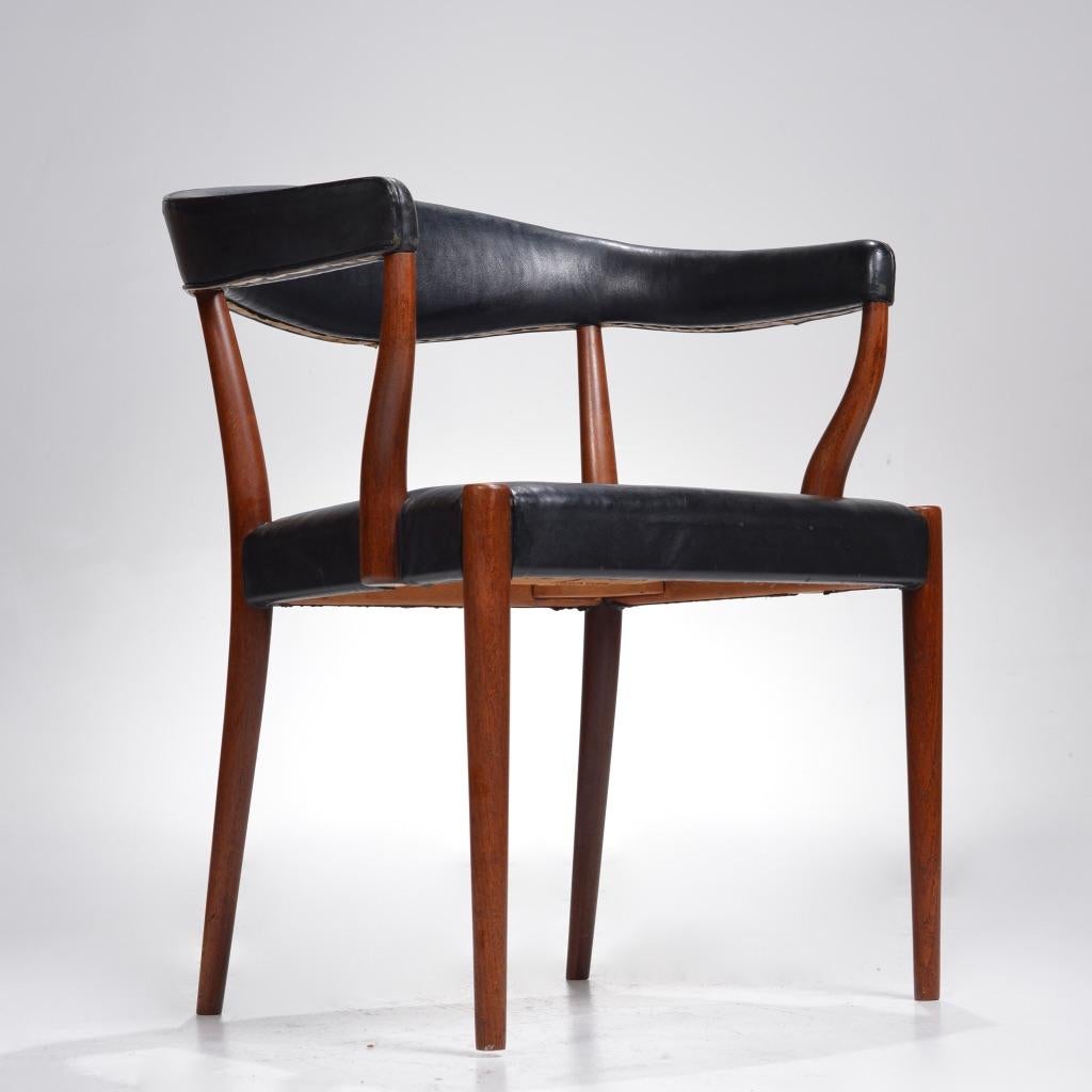 Jacob Kjær Model B49 teak and black leather armchair, circa 1955 - view 6