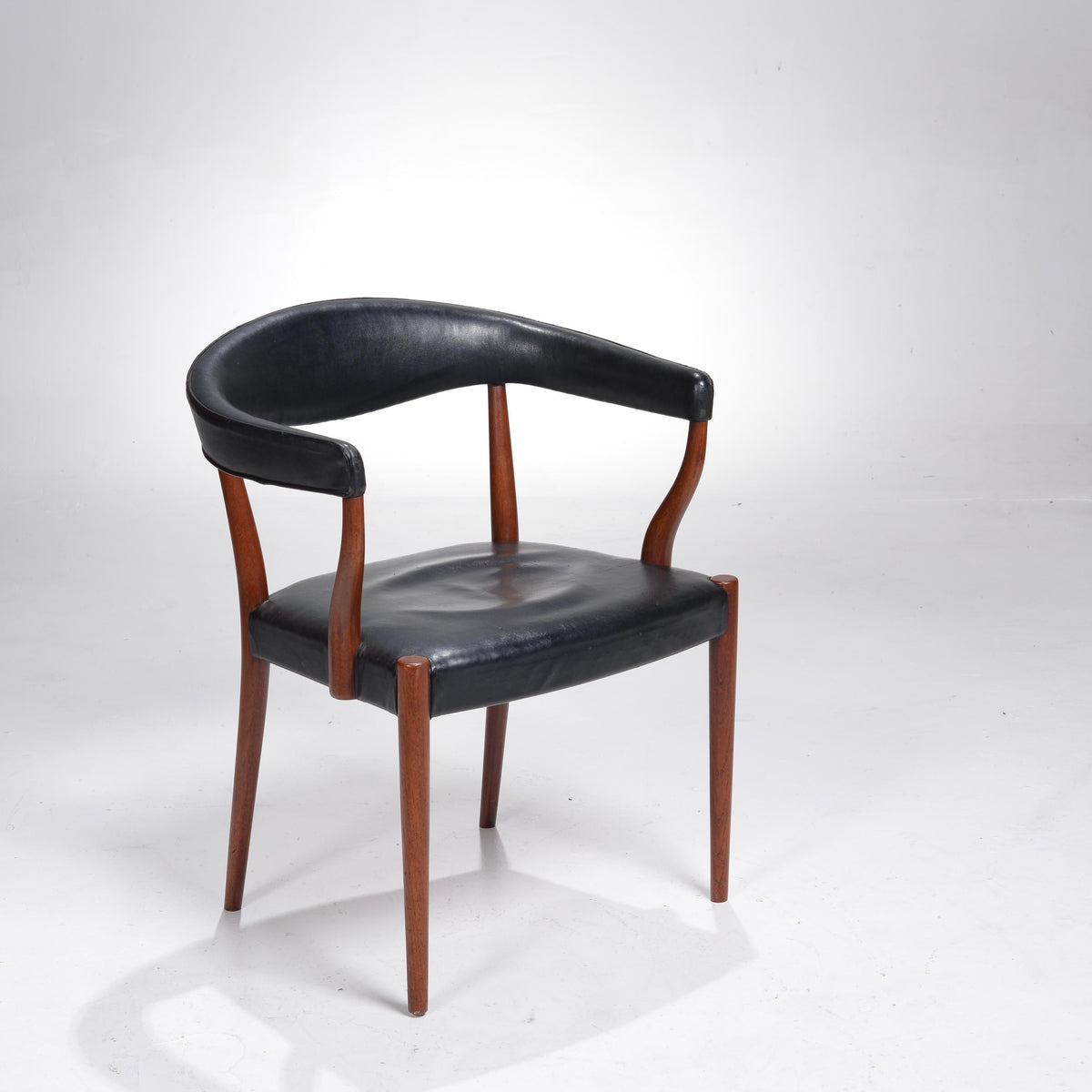 Jacob Kjær Model B49 teak and black leather armchair, circa 1955 - view 8
