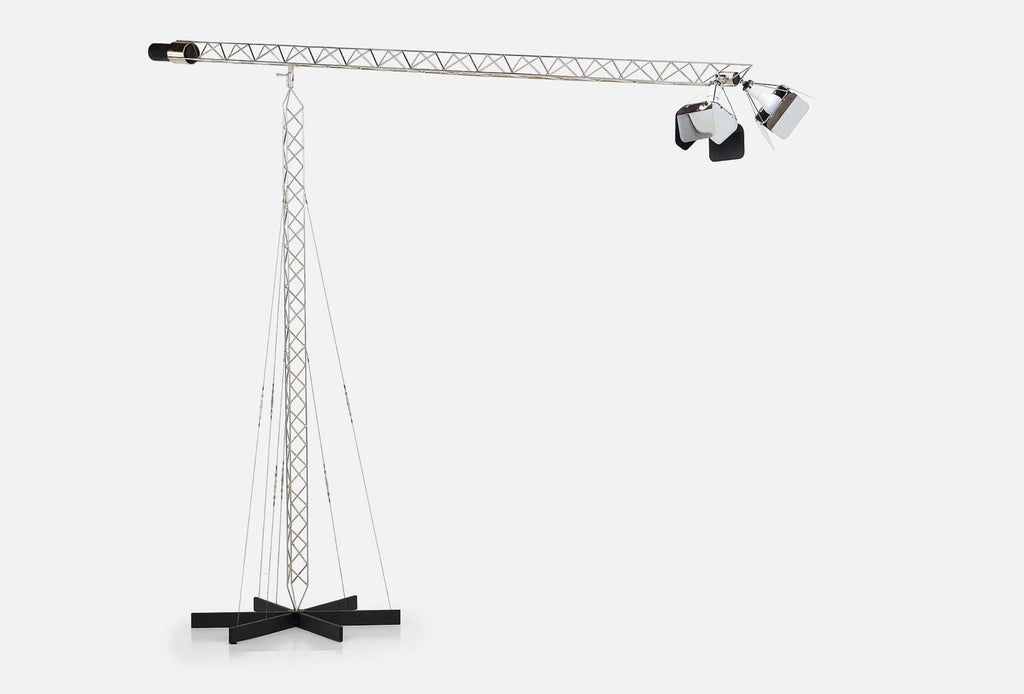 Curtis Jeré monumental chrome crane floor lamp, 1977 detail 3