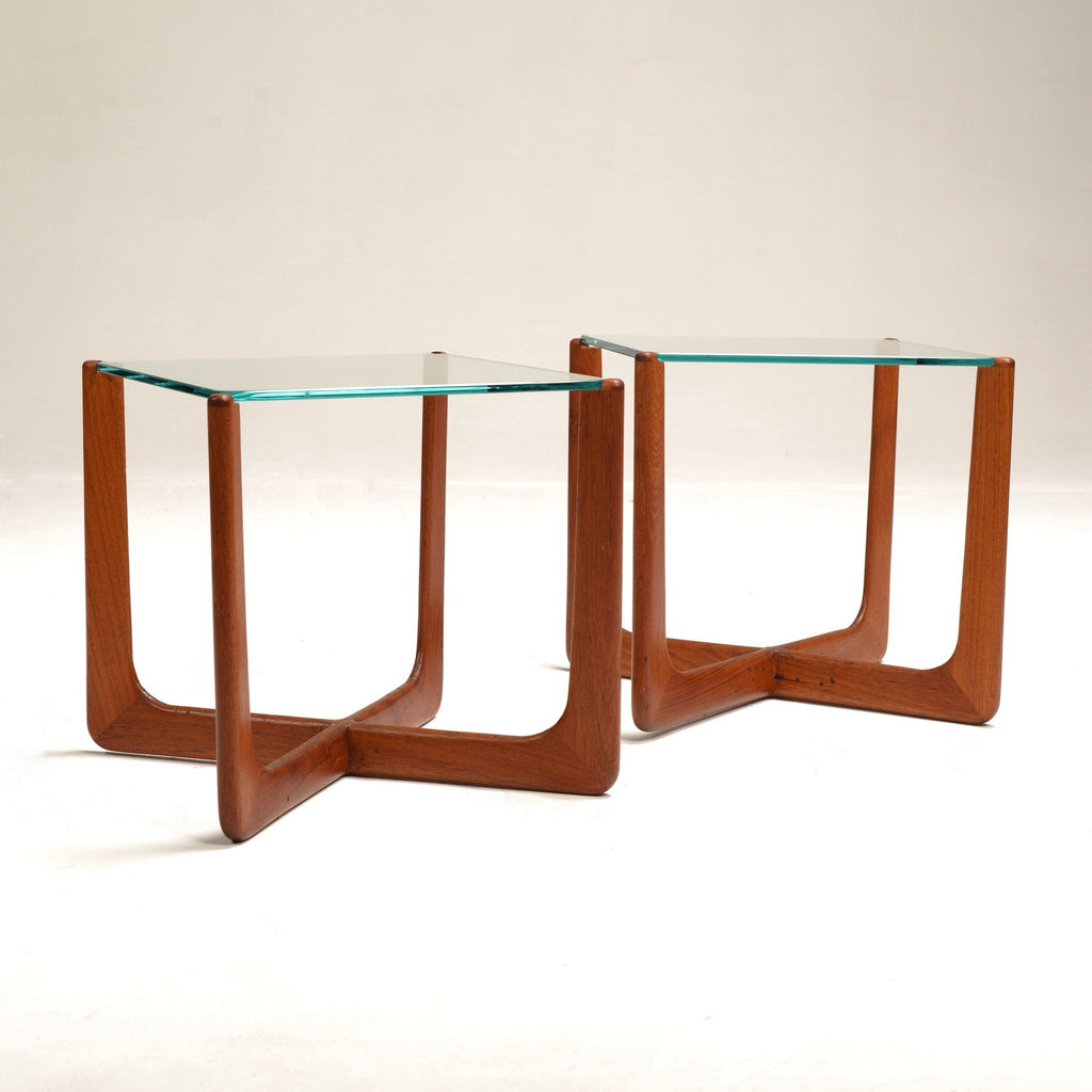 Adrian Pearsall "Jacks" Walnut and Glass Side Tables for Craft Associates