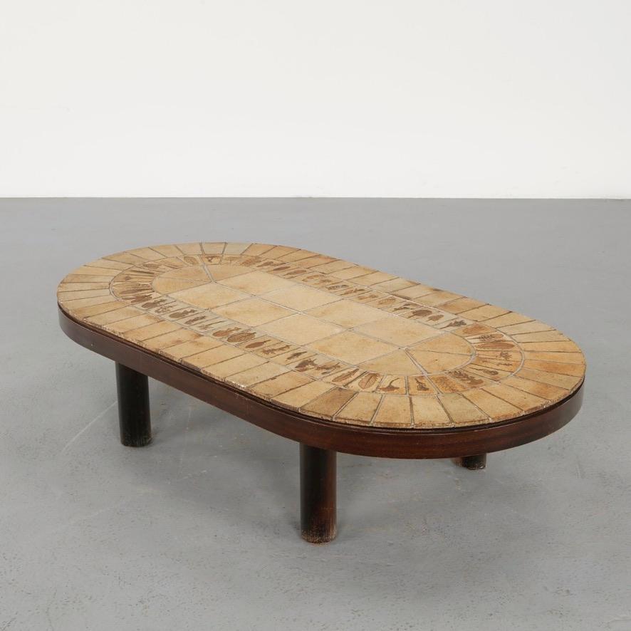 Signed Roger Capron oval Garrigue racetrack coffee table, circa 1960 - view 6