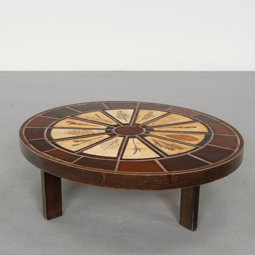 Roger Capron oval Garrigue segmental botanical tile coffee table, circa 1960 - view 10
