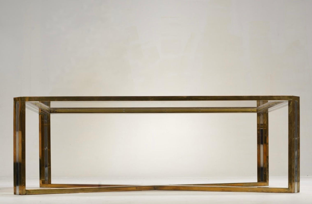 Romeo Rega Italian chrome brass and smoked glass coffee table, 1978 - view 5