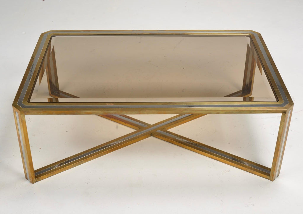 Romeo Rega Italian chrome brass and smoked glass coffee table, 1978 - view 6