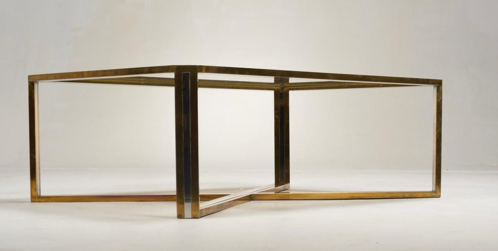 Romeo Rega Italian chrome brass and smoked glass coffee table, 1978 - view 7