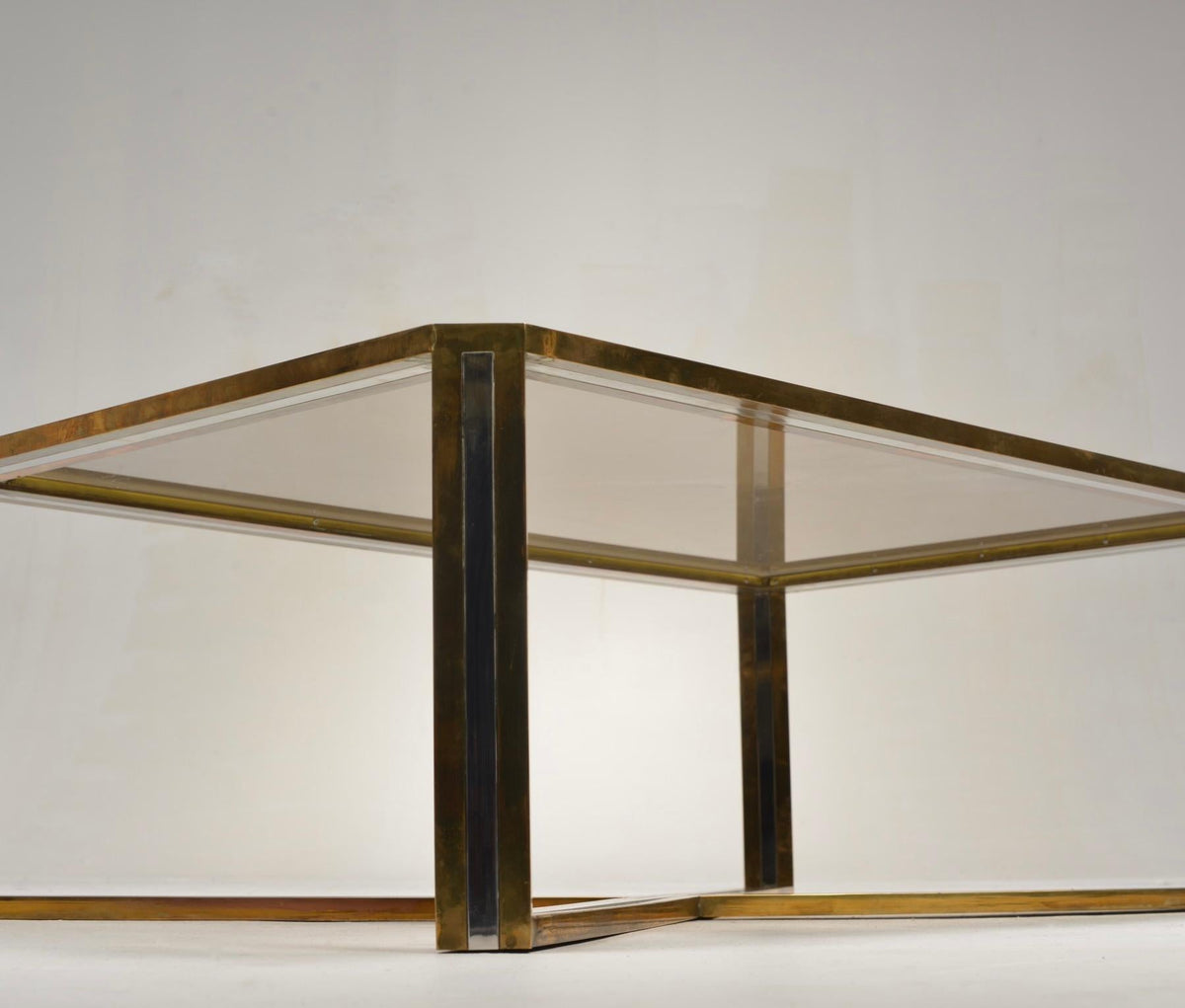 Romeo Rega Italian chrome brass and smoked glass coffee table, 1978 - view 8