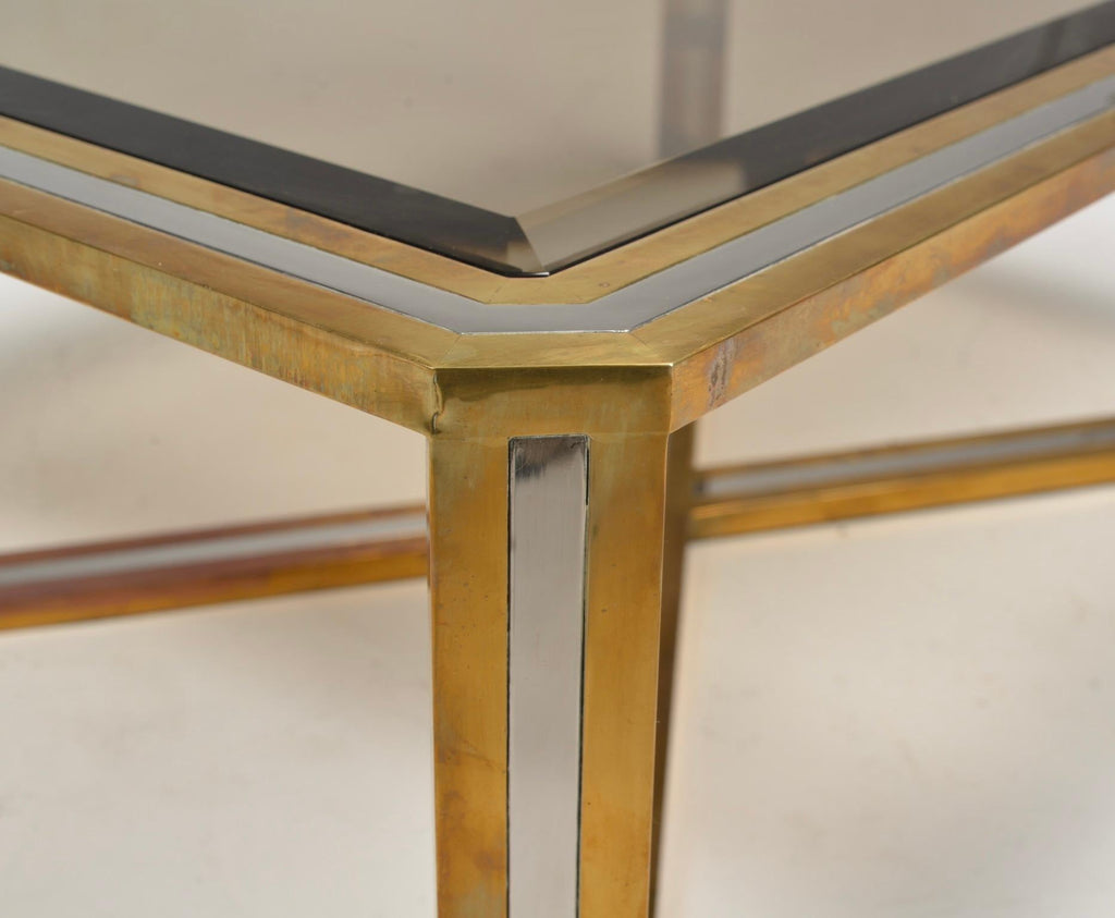 Romeo Rega Italian chrome brass and smoked glass coffee table, 1978 - view 9
