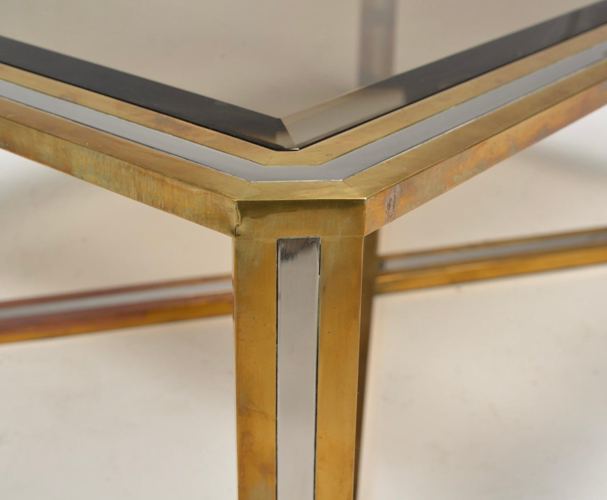 Romeo Rega Italian chrome brass and smoked glass coffee table, 1978 - view 9